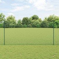 Berkfield Home Fence Posts 11 pcs U-Channel Green 160 cm Steel, Hexagon Fence Green 1.6x50m Steel