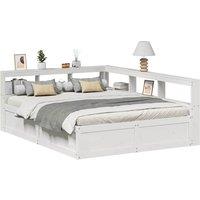 Berkfield Home Bookcase Bed without Mattress White 150x200cm Solid Wood Pine | Size: 150x200 cm