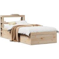 Berkfield Home Bed Frame with Headboard 75x190 cm Small Single Solid Wood Pine in Brown