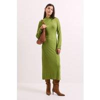 Principles Women's Twist Detail Ribbed Jersey Midi Dress in Green | Size: 12