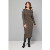 Wallis Women's Dogtooth Jacquard Ponte Midi Dress in Chocolate | Size: 12