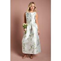 Coast Women's Teen Twill Bow Floral Maxi Bridesmaid Dress in Sage | Size: 9-10