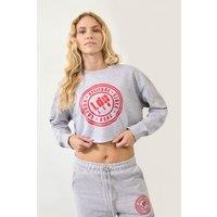 LONDON ATTITUDE Women's Relaxed Fit Cropped Sweatshirt in Grey in Light Grey | Size: Small