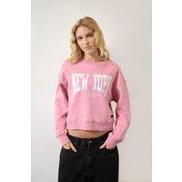 LONDON ATTITUDE Women's Relaxed Fit New York Printed Sweatshirt Pink in Dusty Pink | Size: Medium