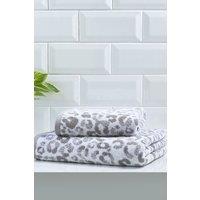 Fusion 'Animal Print' Heavyweight 100% Cotton Jacquard Towel in Grey | Size: Bath Sheet