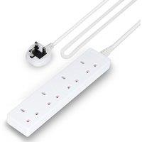 Geepas 4 Gang Extension Lead, 5M Cable 4 Socket Power Strip, 13A in White