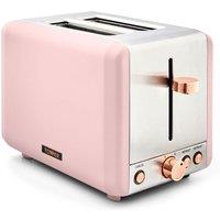 Tower 2-Slice Toaster, Stainless Steel, Cavaletto, T20036RG, Black & Rose Gold in Light Pink | Size: A