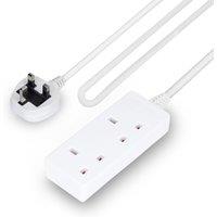 Geepas 2 Gang Extension Lead, 3M/5m/10m Cable Options 13A in White | Size: 4.6m