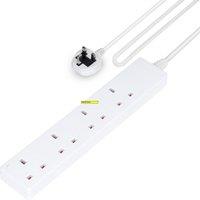 Geepas 4 Gang Extension Lead, 5M Cable Wall Mountable & Multi Socket Mains Strip in White