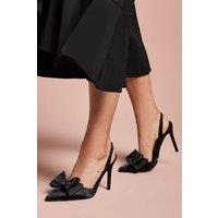 Coast Women's Wide Fit Tamara Satin Bow Sling Back Stiletto Court Shoes in Black | Size: 7
