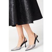 Coast Women's Tilly Diamante & Pearl Sling Back Pointed Court Shoes in Black | Size: 3
