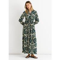 Gini London Women's Green Ikat Print Tie Waist Maxi Dress | Size: S/M