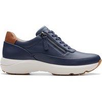 Clarks Women's Tivoli Zip Navy Leather Trainers in Blue | Size: 6.5-Standard Fit