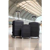 3PCS Black Lockable Travel Suitcase Set
