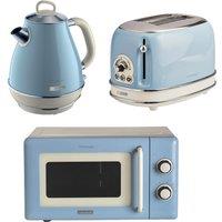 Ariete Vintage 1.7l Jug Kettle, 2 Slice Toaster & Microwave Blue