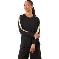 Roman Women's Petite Contrast Knitted Jumper in Black | Size: 14