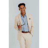 Dobell Men's Cream Slim Fit Linen Suit Jacket | Size: 40R