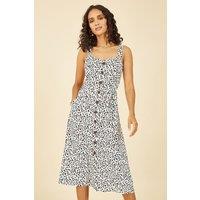 Yumi Women's White Animal Print Button Up Sundress | Size: 16