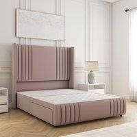 BSSPOKE Peyton Divan Bed Plush Velvet 54 Headboard & No Mattress No Drawers in Pink | Size: King