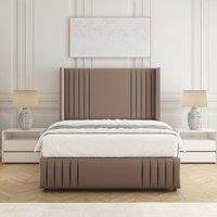 BSSPOKE Peyton Divan Bed Set Plush Velvet 54Headboard & Mattress No Drawers in Bronze | Size: Single