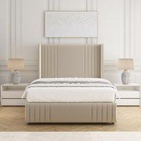 BSSPOKE Peyton Divan Bed Set Plush Velvet 54Headboard & Mattress No Drawers in Cream | Size: Small Double