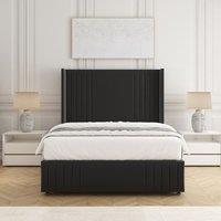BSSPOKE Peyton Divan Bed Set Plush Velvet 54Headboard & Mattress No Drawers in Black | Size: King