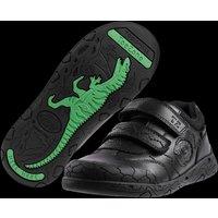 ToeZone Men's Black Luca Dinosaur Rip Tape School Shoes | Size: 1