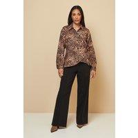 Wallis Women's Petite Leopard Print Knot Detail Shirt in Brown | Size: 8
