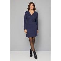 Wallis Women's Jersey Ponte Button Pencil Dress in Navy | Size: 18