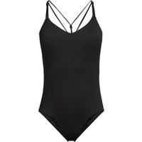 Lands' End Women's Plus Tugless Quick Dry High Leg Strappy Back Swimsuit in Black | Size: 20