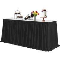 Neel Blue 14ft Pleated Table Skirt Polyester Table Skirt for Tableware, Banquet, Events Decor in Black