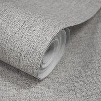 Grandeco Twill Plain Fabric Textured Wallpaper in Grey