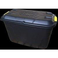 Samuel Alexander 110L Heavy Duty Lockable Stackable Storage Chest Trunk on Wheels with Clips in Black