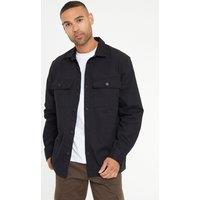 Threadbare Men's 'Church' Cotton Twill Button Up Shacket in Black | Size: XL