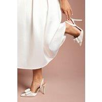 Coast Women's Bridal Wide Fit Tamara Satin Bow Sling Back Stiletto Court Shoes in White | Size: 3