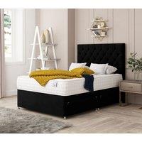 Bed Choices Monaco Upholstered Divan Bed With 4 drawers, Mattress & 26 Headboard in Black | Size: Small Double