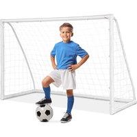 Costway Junior Football Goal Portable Football Training Net Practice Game Target in White