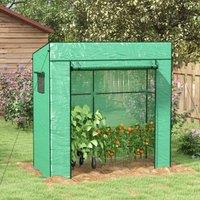 OUTSUNNY Garden Green House with Large Roll-up Door & 2 Mesh Windows