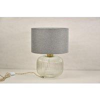 Lighting123 Rockliffe Glass Table Lamp with Grey Lamp Shade for Living Room Bedroom Office