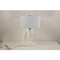 Lighting123 Gregory Glass Table Lamp with White Lamp Shade for Living Room Bedroom Office