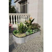 1.6x0.8m Galvanized Steel Raised Garden Bed - Silver
