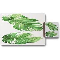 Benjamin Tate Design twin botanical leaves placemat coaster set in Natural