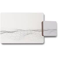 Benjamin Tate Design futuristic digital landscape placemat coaster set in Natural