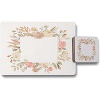 Benjamin Tate Design flower border placemat coaster set in Natural