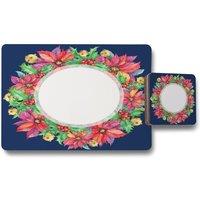 Benjamin Tate Design holly bright leaves placemat coaster set in Natural