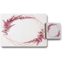 Benjamin Tate Design pink flower & geometric shapes placemat coaster set in Natural