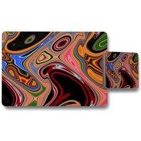 Benjamin Tate Design pyschedelic marble pattern placemat coaster set in Natural