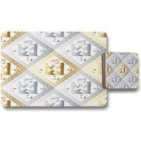 Benjamin Tate Design egyptian hieroglyphs in gold silver placemat coaster set in Natural