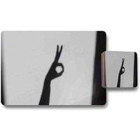 Benjamin Tate Design hand silhouette placemat coaster set in Natural