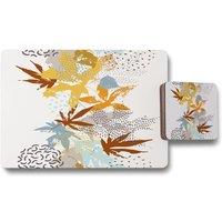 Benjamin Tate Design japanese maple leaves placemat coaster set in Natural